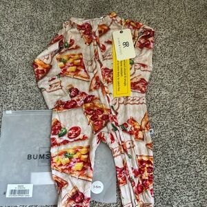 bums and roses “Little Pizza Heaven” Convertible Romper- Bamboo
